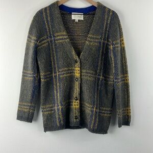 JOA Of Los Angeles Plaid Wool Mohair Blend Academia Cardigan Womens Size S